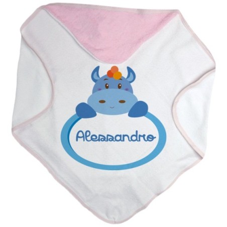 Accappatoio neonato personalizzato con nome ippopotamo Divertenti