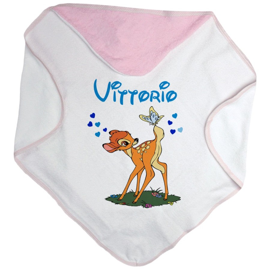 Accappatoio neonato personalizzato con nome bambi Cartoon
