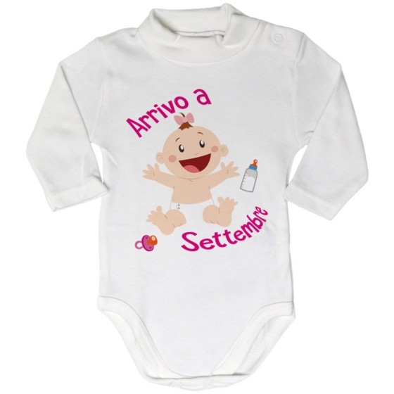 Body lupetto neonato personalizzato con mese bimbo bimba arriva a Divertenti