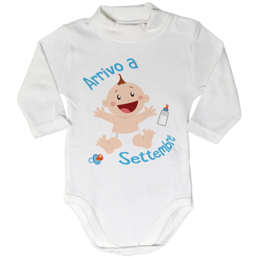 Body lupetto neonato personalizzato con mese bimbo bimba arriva a Divertenti