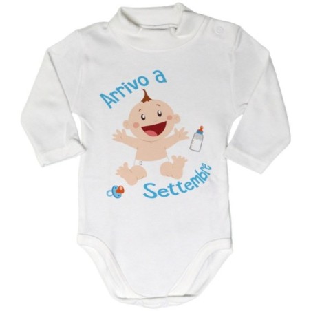 Body lupetto neonato personalizzato con mese bimbo bimba arriva a Divertenti