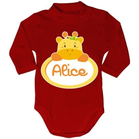 Body lupetto neonata personalizzato con nome giraffa Divertenti