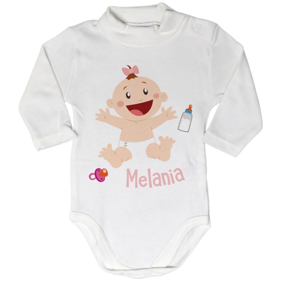 Body lupetto neonato personalizzato con nome bimbo con ciuccio e biberon Divertenti