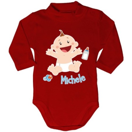 Body lupetto neonato personalizzato con nome bimbo con ciuccio e biberon Divertenti