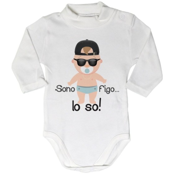 Body lupetto neonato sono figo lo so streetwear Divertenti