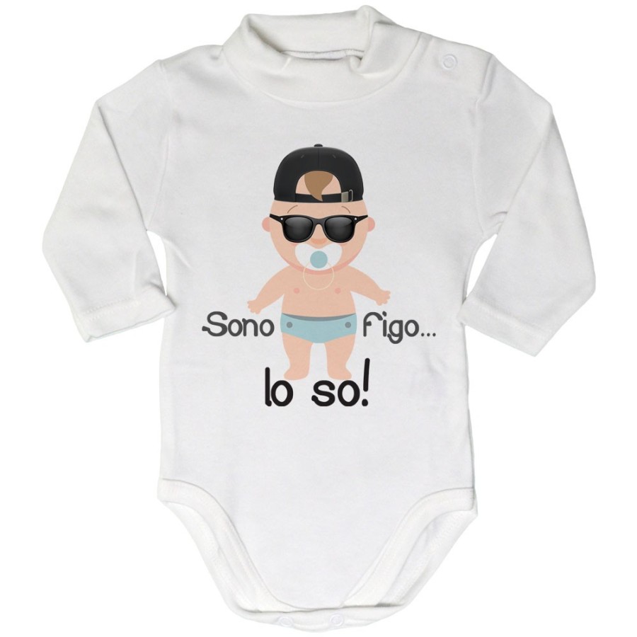 Body lupetto neonato sono figo lo so streetwear Divertenti