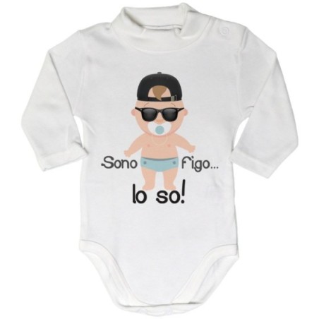 Body lupetto neonato sono figo lo so streetwear