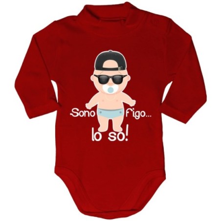 Body lupetto neonato sono figo lo so streetwear Divertenti