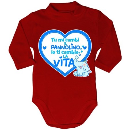 Body lupetto neonato tu mi cambi il pannolino io ti cambio la vita Divertenti