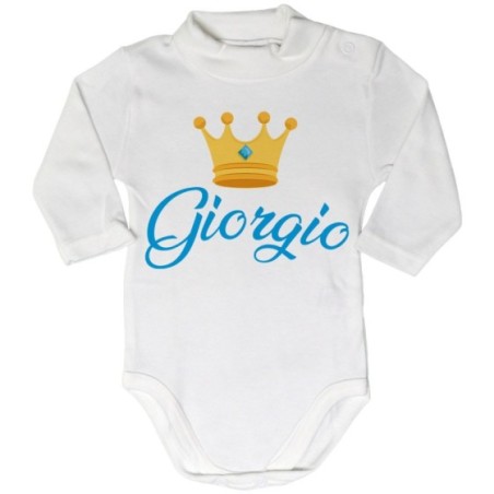 Body lupetto neonato personalizzato con nome e corona