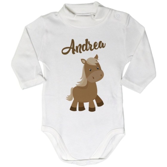 Body lupetto neonato personalizzato con nome baby pony Divertenti