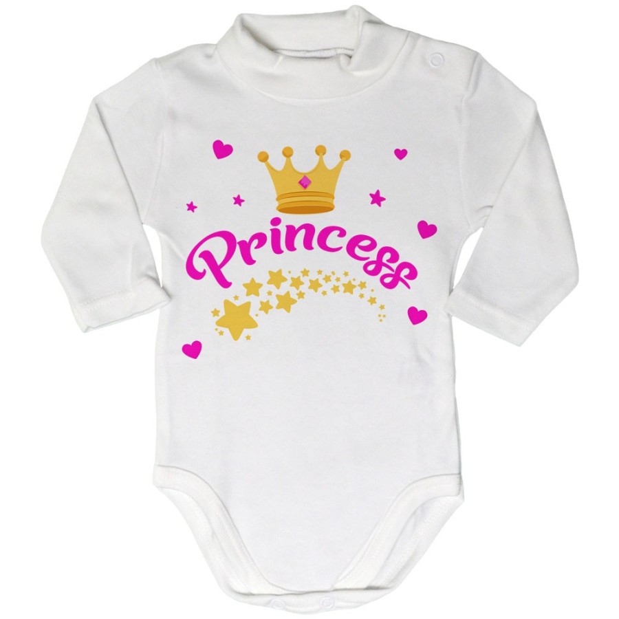 Body lupetto neonato prince princess con corona e stelle Divertenti