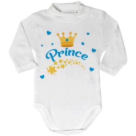 Body lupetto neonato prince princess con corona e stelle Divertenti
