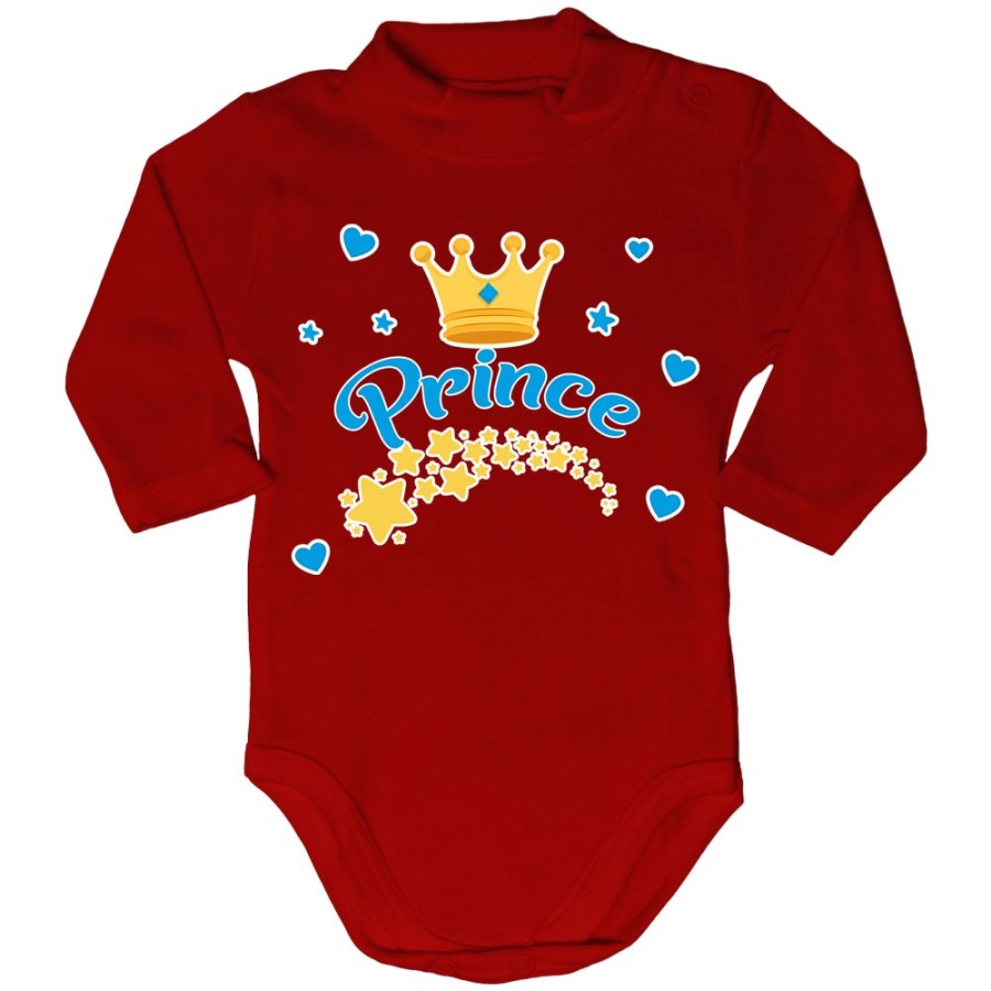 Body lupetto neonato prince princess con corona e stelle Divertenti