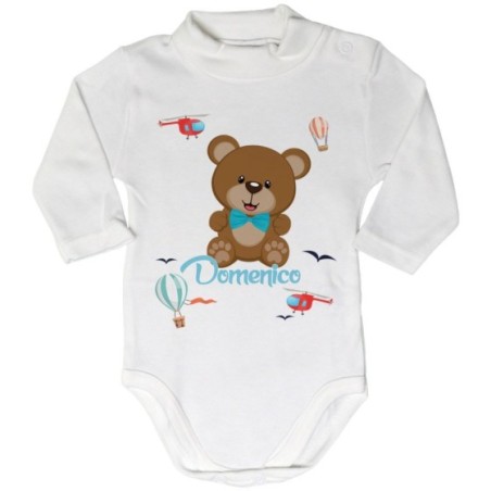 Body lupetto neonato personalizzato con nome orsetto e...