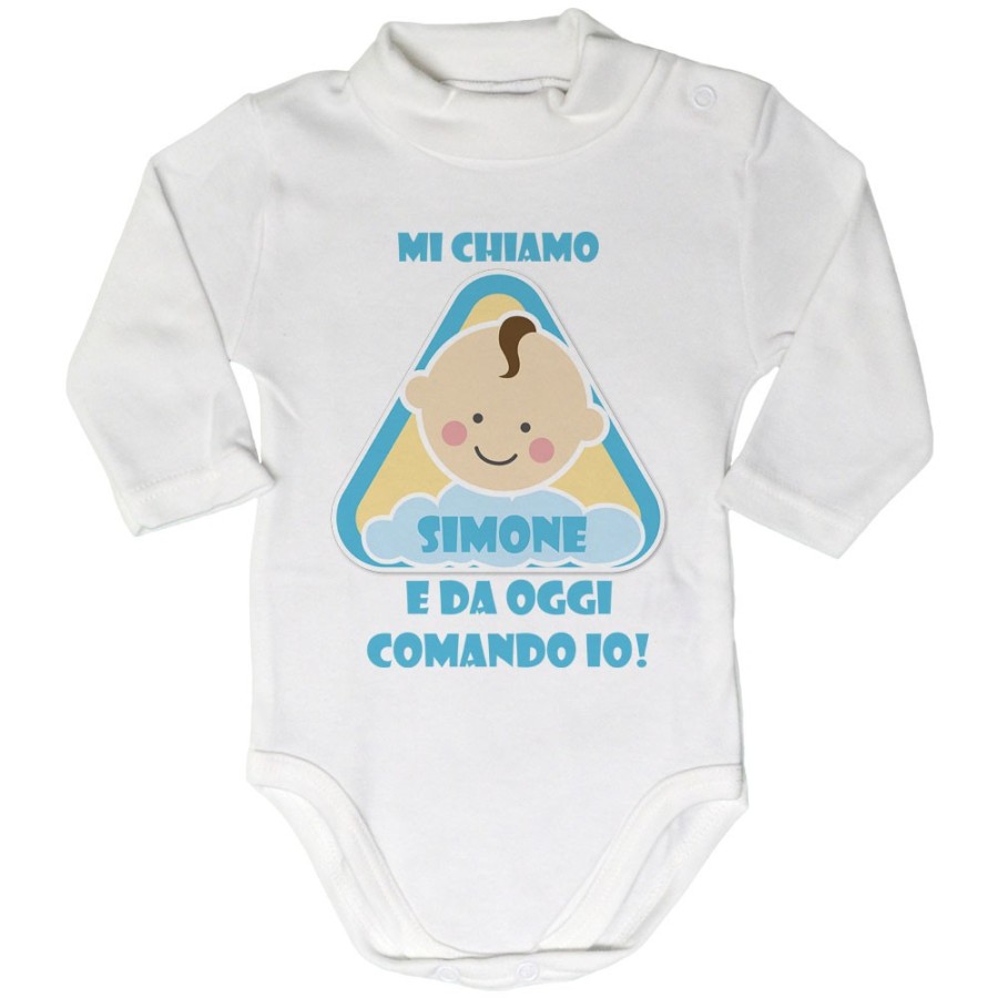 Body lupetto neonato personalizzato con nome eccomi e da oggi comando io Divertenti