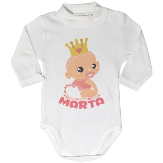 Body lupetto neonato personalizzato con nome bambino bambina con corona Divertenti