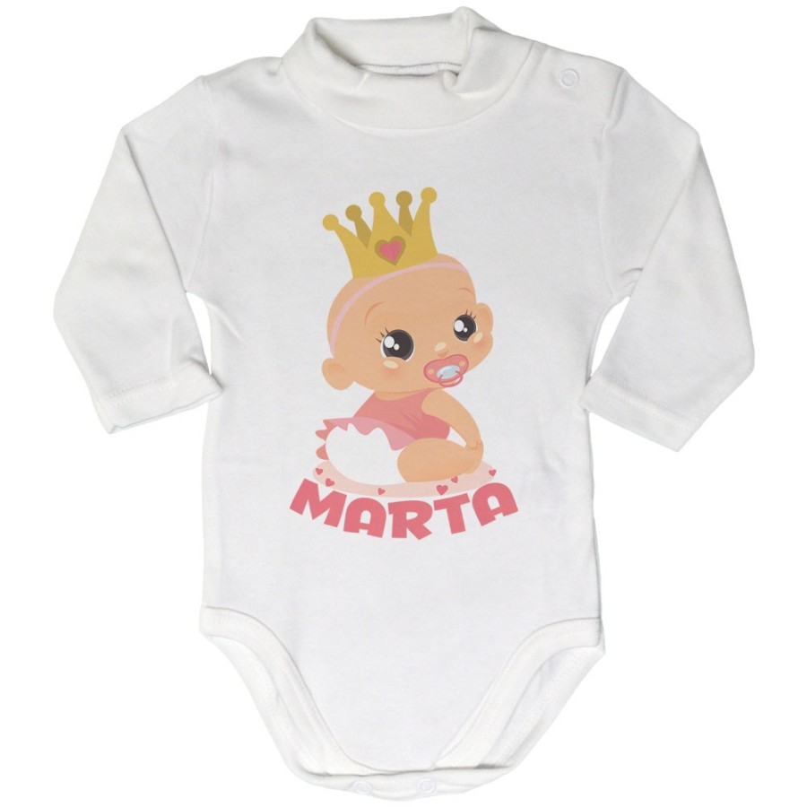 Body lupetto neonato personalizzato con nome bambino bambina con corona Divertenti