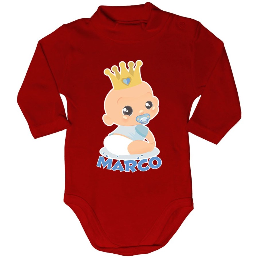 Body lupetto neonato personalizzato con nome bambino bambina con corona Divertenti
