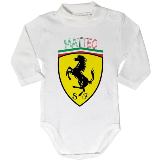 Body lupetto neonato personalizzato con nome ferrari Divertenti