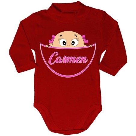 Body lupetto neonato personalizzato con nome bimbo che esce dalla tasca Divertenti