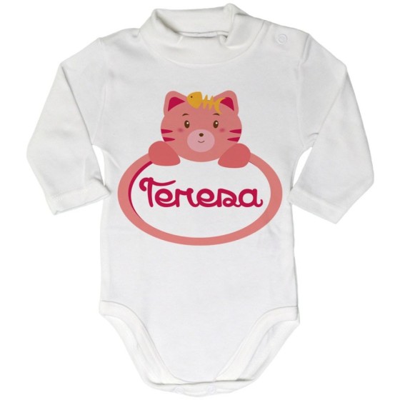 Body lupetto neonata personalizzato con nome gattino Divertenti