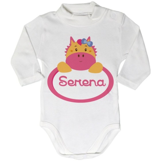 Body lupetto neonata personalizzato con nome cavalluccio Divertenti