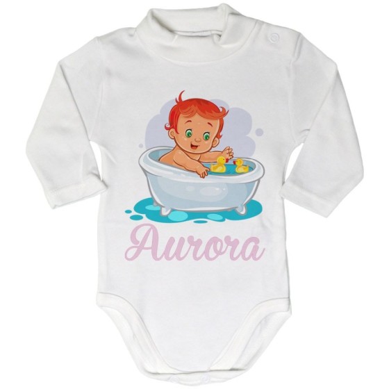 Body lupetto neonata personalizzato con nome bimba con paperelle Divertenti