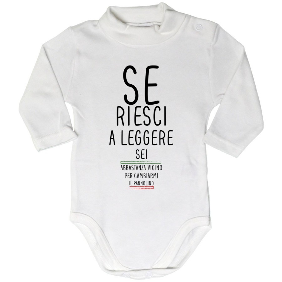 Body lupetto neonato se riesci a leggere sei abbastanza vicino per cambiarmi il pannolino Divertenti