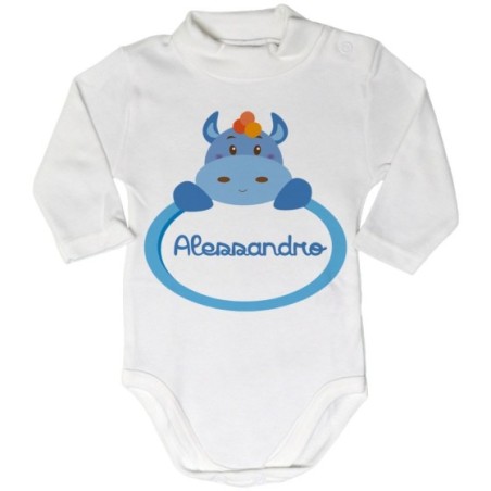 Body lupetto neonato personalizzato con nome ippopotamo