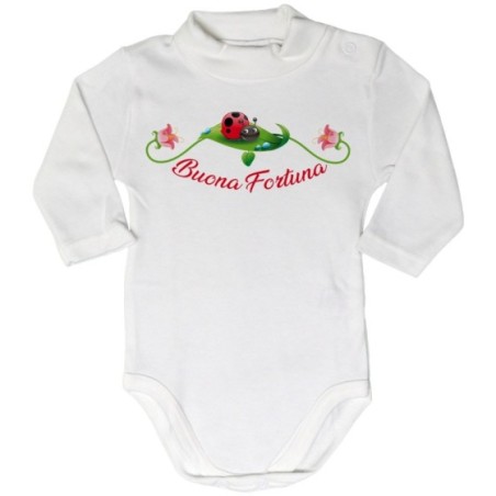 Body lupetto neonato buona fortuna coccinella