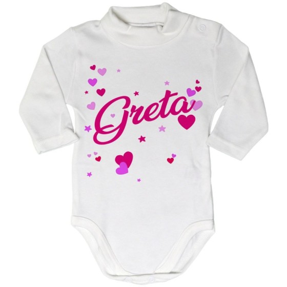 Body lupetto neonato personalizzato con nome e tanti cuoricini Divertenti