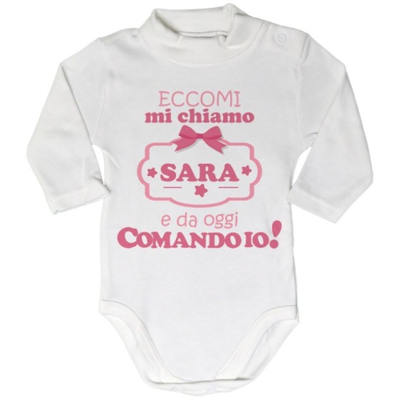 Body lupetto neonato personalizzato con nome da oggi comando io Divertenti
