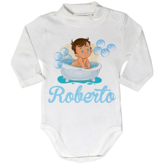 Body lupetto neonato personalizzato con nome bimbo nella vasca Divertenti