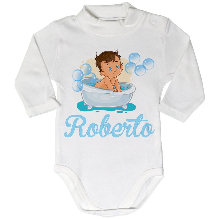Body lupetto neonato personalizzato con nome bimbo nella vasca Divertenti