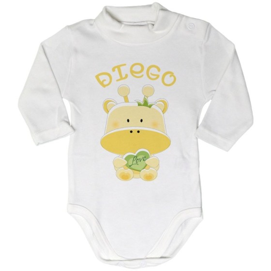 Body lupetto neonato personalizzato con nome giraffa Divertenti
