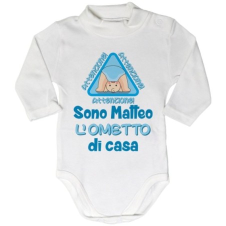 Body lupetto neonato personalizzato con nome attenzione...