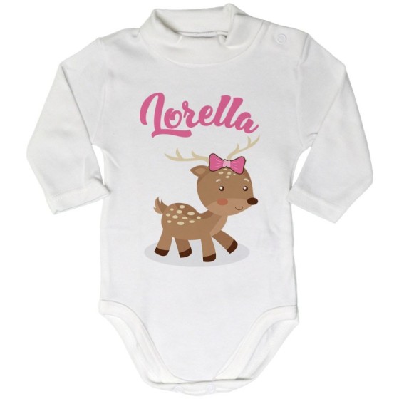Body lupetto neonato personalizzato con nome baby cerbiatto Divertenti