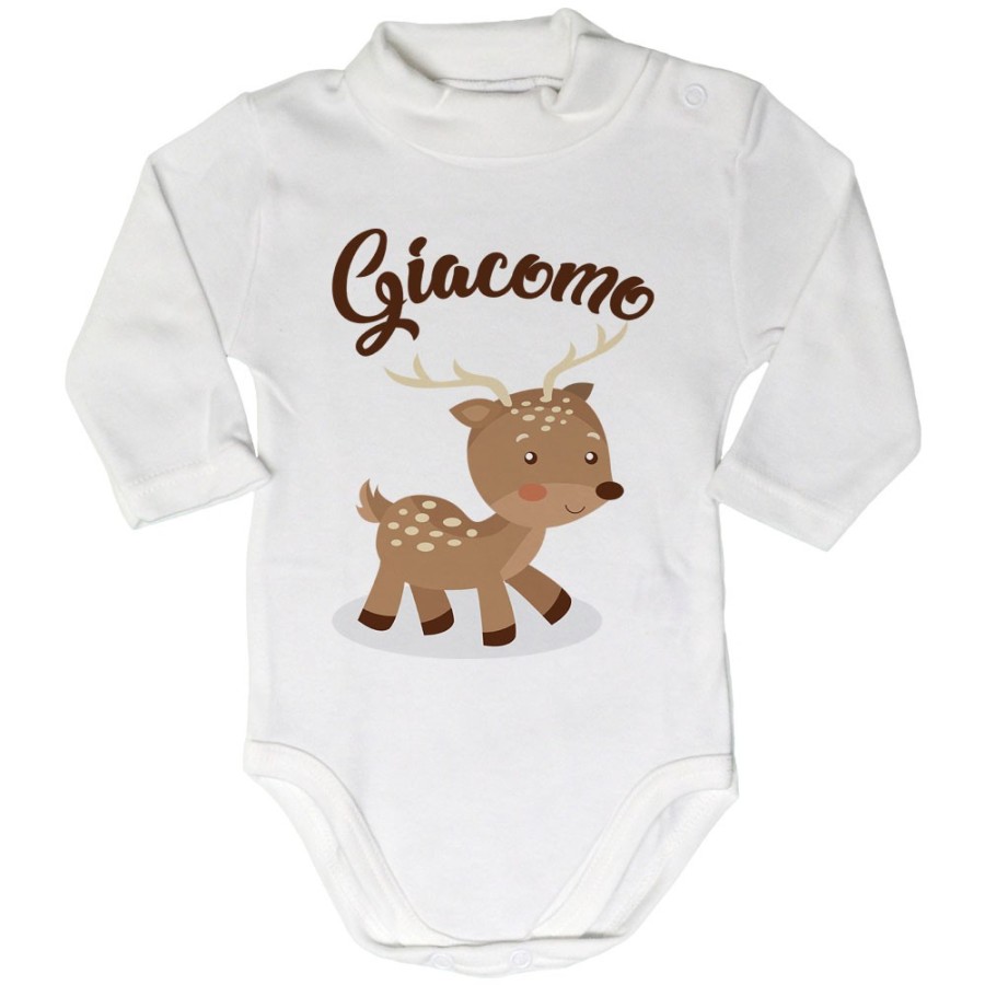 Body lupetto neonato personalizzato con nome baby cerbiatto Divertenti