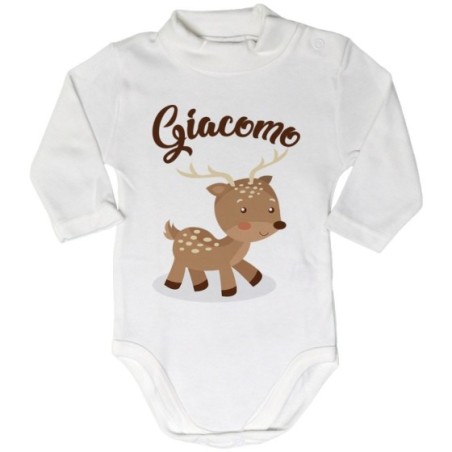 Body lupetto neonato personalizzato con nome baby cerbiatto Divertenti
