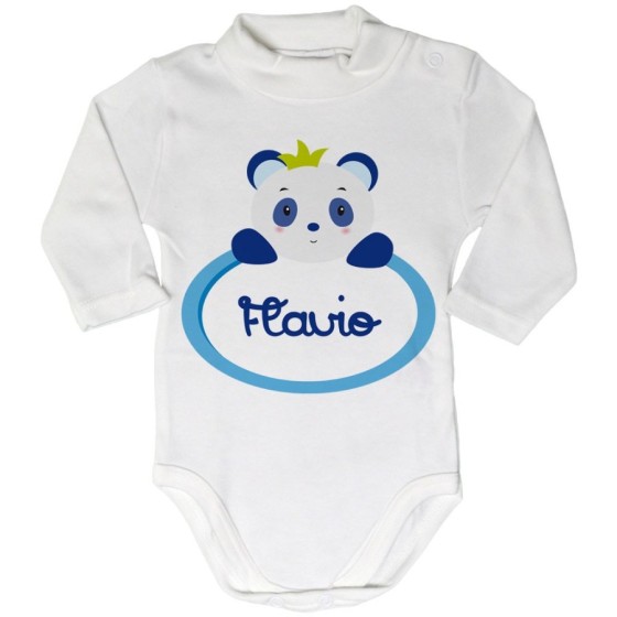 Body lupetto neonato personalizzato con nome panda Divertenti