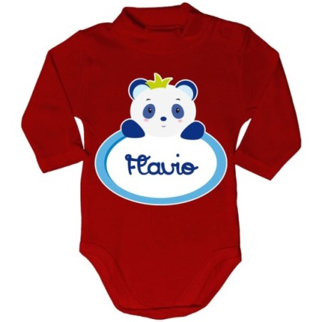 Body lupetto neonato personalizzato con nome panda Divertenti
