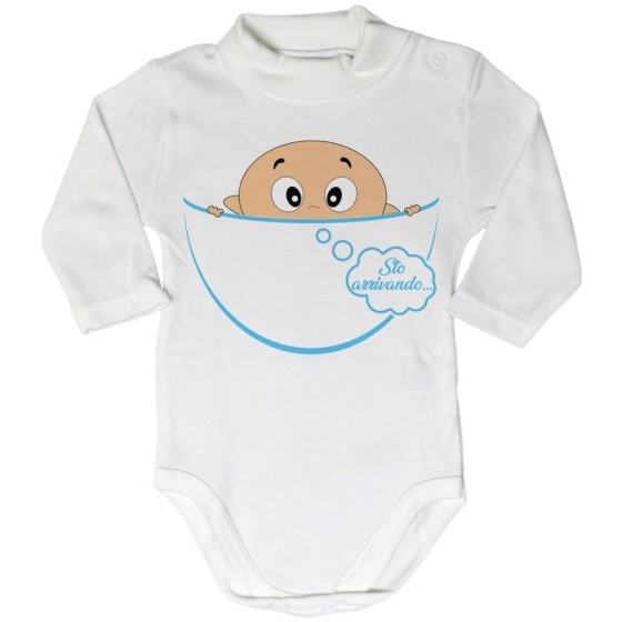 Body lupetto neonato bimbo che esce dalla tasca sto arrivando Divertenti