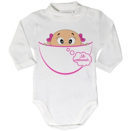 Body lupetto neonato bimbo che esce dalla tasca sto arrivando Divertenti