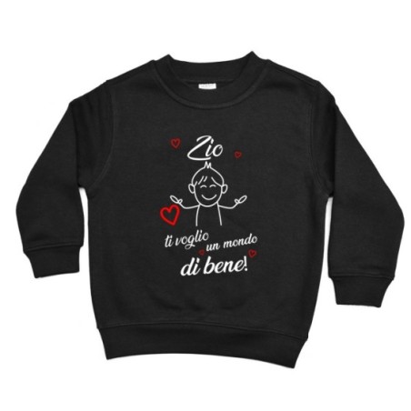 Felpa bambino zio zii ti voglio vi voglio un mondo di bene