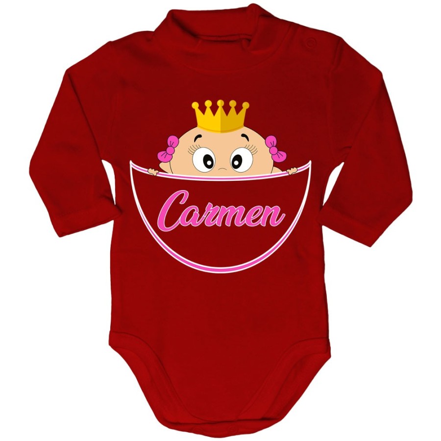 Body lupetto neonato personalizzato con nome bimbo bimba con la corona esce dalla tasca Divertenti