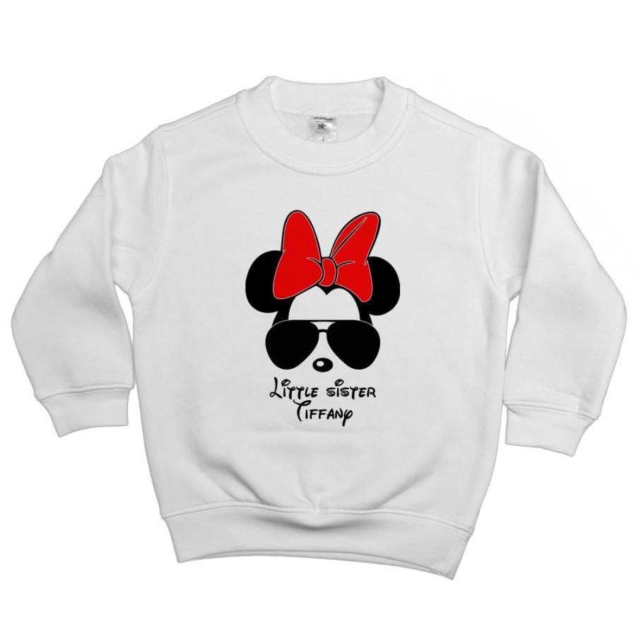 Felpa bambina personalizzato con nome little sister minnie Per la famiglia