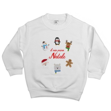 Felpa bambino il mio primo natale con personaggi natalizi
