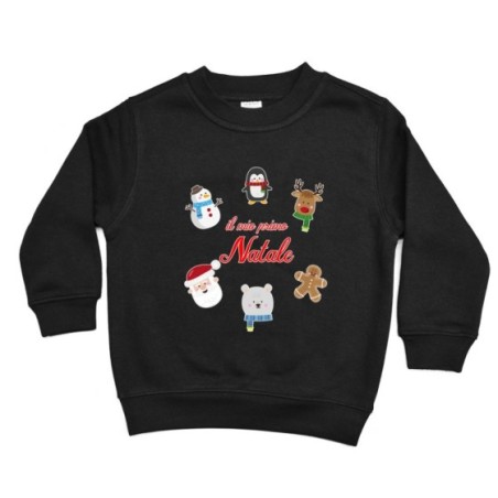 Felpa bambino il mio primo natale con personaggi natalizi Natale