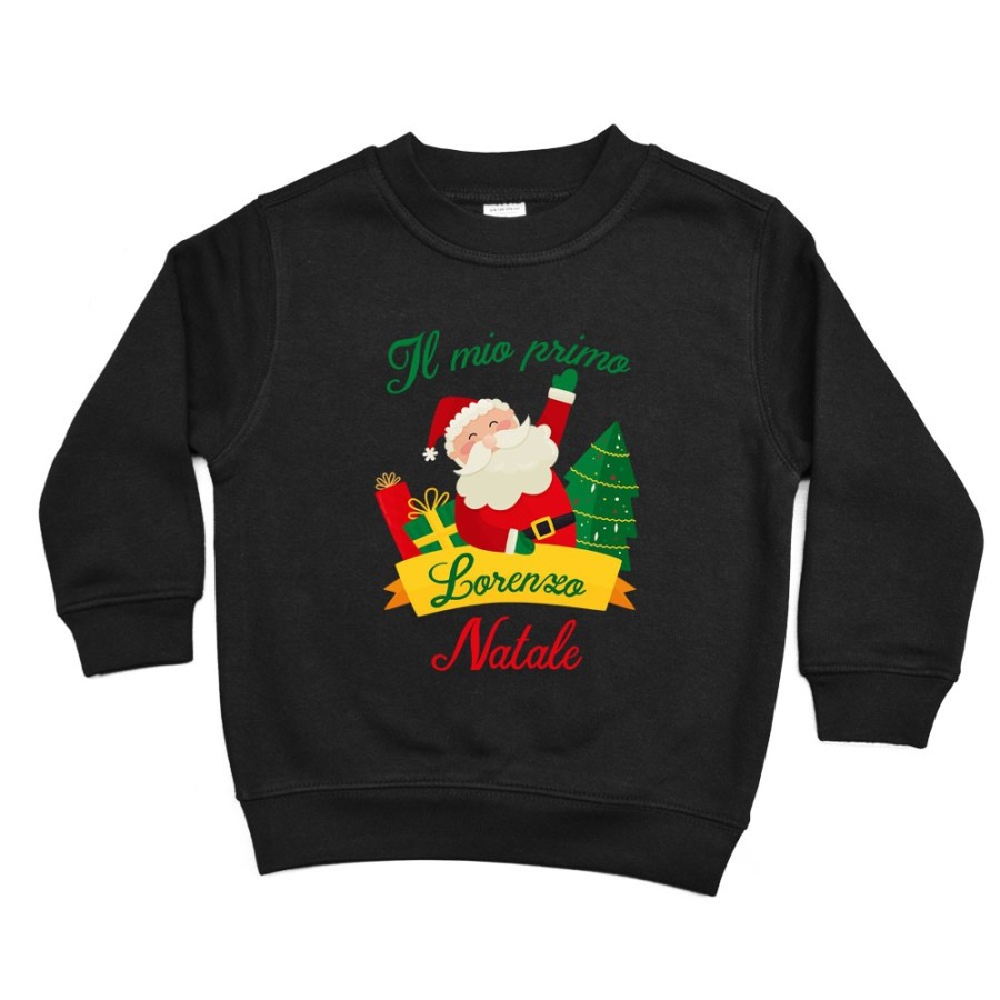 Felpa bambino personalizzata con nome il mio primo natale babbo natale Natale